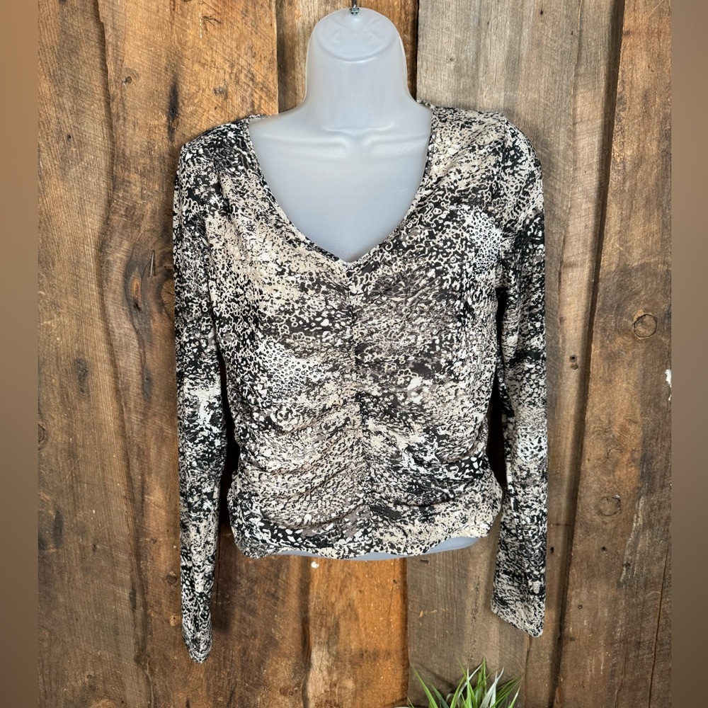 DKNY Rouched Long Sleeved Top - Size Small